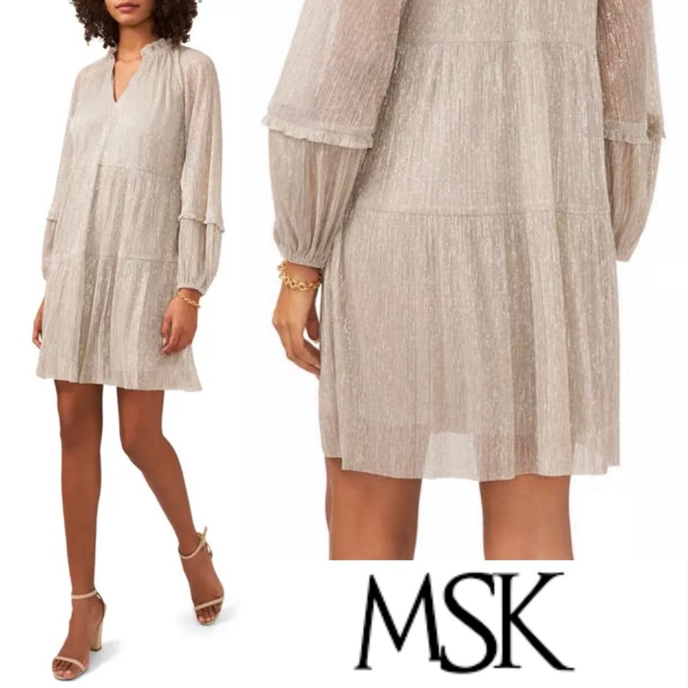 MSK Ruffled Metallic Babydoll Dress